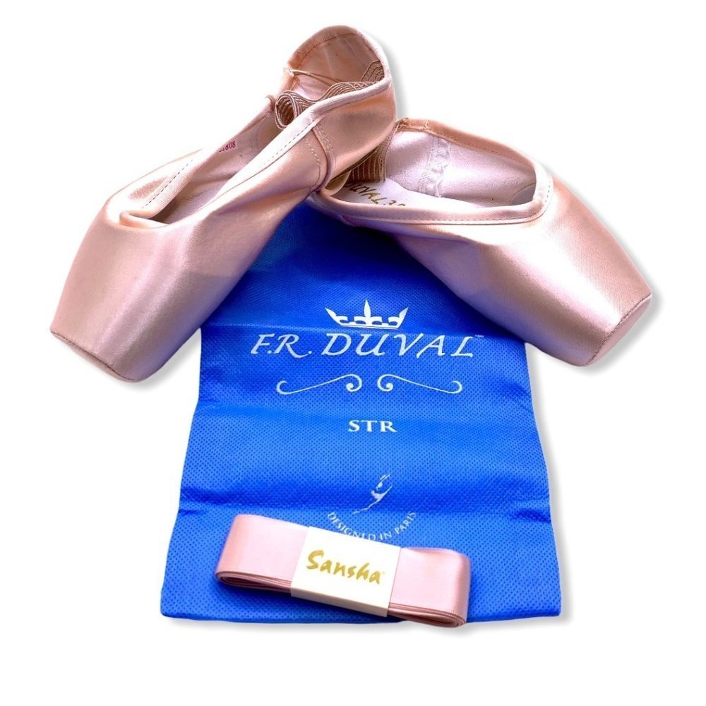 New Sansha FR Duval 3 STR Pink Pointe Pre-Arched Shoes 8/5.5 Wide U-Vamp - Picture 1 of 10